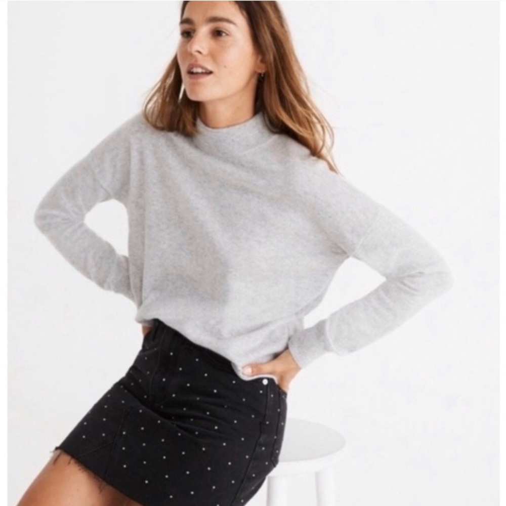 Madewell Relaxed Heather Gray Mock Neck Sweater